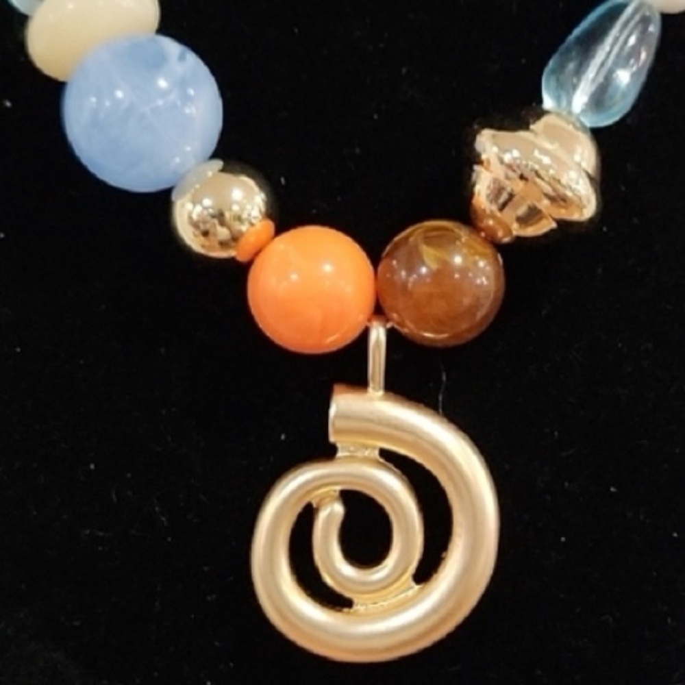 NWT ⚜️♥️⚜️ Piper K Gorgeous Mixed Beaded Spiral Pendant Necklace - Picture 10 of 13